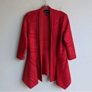 Frank Lyman Red Open Jacket with horizontal wavy ribbed lines